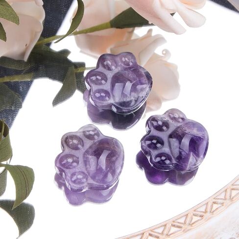 ZORZA 2Pcs Amethyst Cat Paw Crystal Ornament for Healing Positive Energy Stress Relief Creative Crystal Stone Carving for Cat Lovers Soothe Anxiety in Saudi Arabia