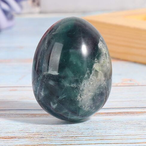 Fluorite Crystal Egg - Polished Gemstone Healing Stone for Home Decor, Massage, Feng Shui, and Crafts | Unique Mineral Rock Egg | Smooth & Colorful in Kuwait