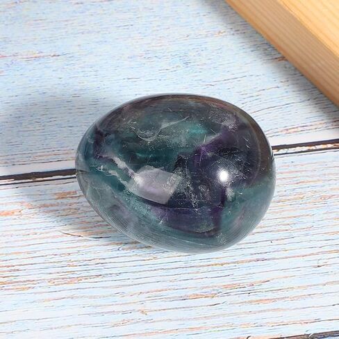 Fluorite Crystal Egg - Polished Gemstone Healing Stone for Home Decor, Massage, Feng Shui, and Crafts | Unique Mineral Rock Egg | Smooth & Colorful in Kuwait