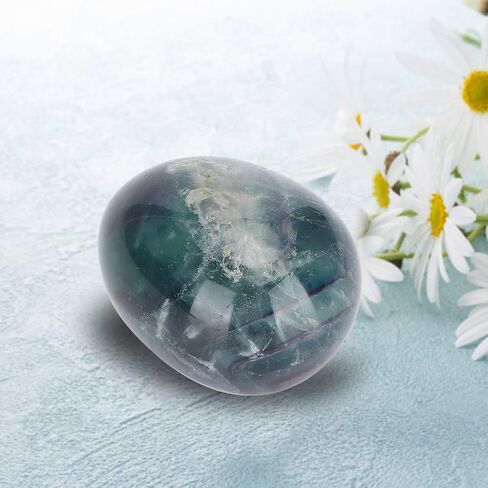 Fluorite Crystal Egg - Polished Gemstone Healing Stone for Home Decor, Massage, Feng Shui, and Crafts | Unique Mineral Rock Egg | Smooth & Colorful in Kuwait