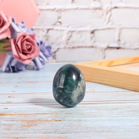 Fluorite Crystal Egg - Polished Gemstone Healing Stone for Home Decor, Massage, Feng Shui, and Crafts | Unique Mineral Rock Egg | Smooth & Colorful in Kuwait