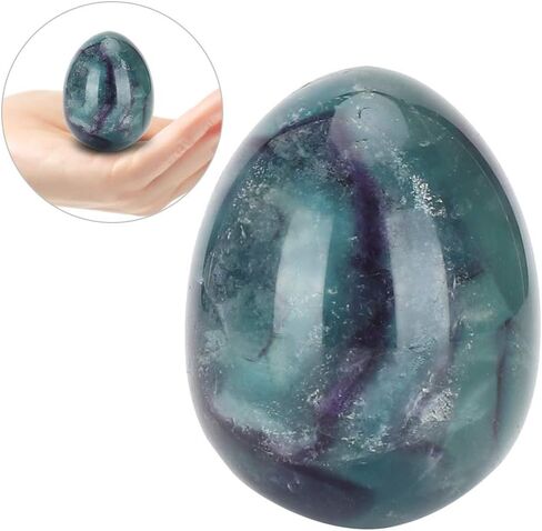 Fluorite Crystal Egg - Polished Gemstone Healing Stone for Home Decor, Massage, Feng Shui, and Crafts | Unique Mineral Rock Egg | Smooth & Colorful in Kuwait
