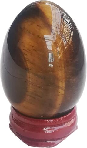Natural Yellow Jade Egg Shaped Meditation Chakra and Home Decor Balance Crystals and Healing Stones Statue Set,35 * 50mm Easter and Thanksgiving Gift,with Wooden Bracket in Saudi Arabia