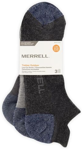 Merrell Unisex 3-pack Trekker Outdoor Low Cut Socks, Wool Blend Moisture Wicking Hiking Socks in Saudi Arabia