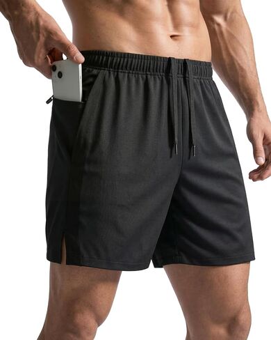 Men's 5" Running Shorts with Zipper Pockets Lightweight Quick Dry Athletic Workout Gym Shorts in Saudi Arabia