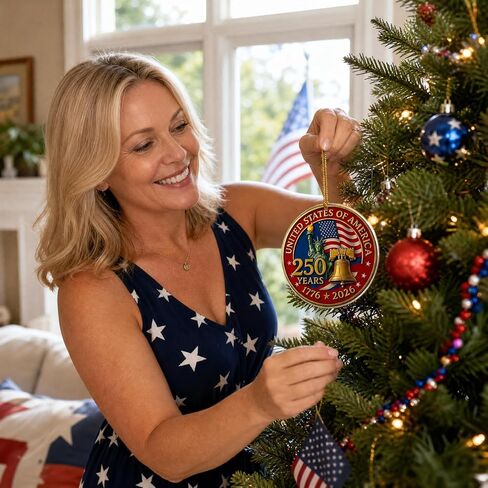 6pcs USA 250 Anniversary Ornament, 2D Acrylic USA 250th Anniversary Merchandise, 250th America Birthday Gifts, Patriotic 4th of July Independence Day Decorations in Kuwait