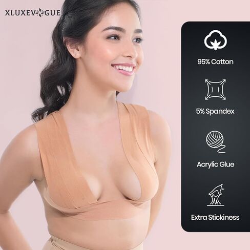 Boob Tape & Nipple Covers – 8M Lift Tape with a Silicone Covers Pair, 20 Clothing Strips & 4 Disposable Pasties for Backless, Strapless & Low-Cut Dresses in Saudi Arabia