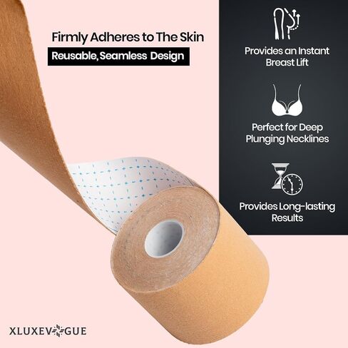 Boob Tape & Nipple Covers – 8M Lift Tape with a Silicone Covers Pair, 20 Clothing Strips & 4 Disposable Pasties for Backless, Strapless & Low-Cut Dresses in Saudi Arabia
