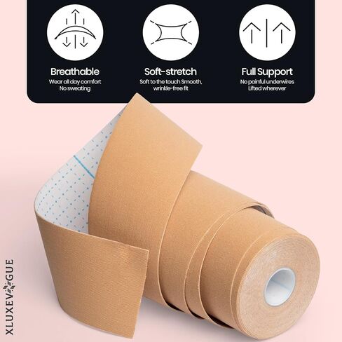 Boob Tape & Nipple Covers – 8M Lift Tape with a Silicone Covers Pair, 20 Clothing Strips & 4 Disposable Pasties for Backless, Strapless & Low-Cut Dresses in Saudi Arabia