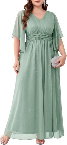 Plus Size Formal Dress A Line Maxi Elegant Sparkly Bridesmaid Mother of The Bride Gala Evening Wedding Guest Prom Gown in Kuwait