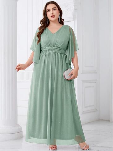 Plus Size Formal Dress A Line Maxi Elegant Sparkly Bridesmaid Mother of The Bride Gala Evening Wedding Guest Prom Gown in Kuwait