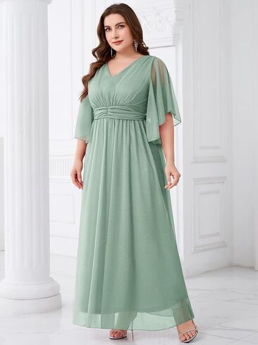 Plus Size Formal Dress A Line Maxi Elegant Sparkly Bridesmaid Mother of The Bride Gala Evening Wedding Guest Prom Gown in Kuwait