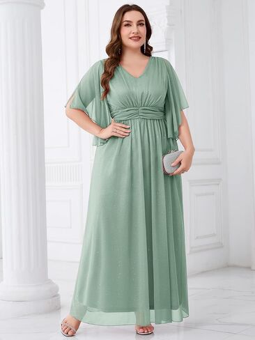 Plus Size Formal Dress A Line Maxi Elegant Sparkly Bridesmaid Mother of The Bride Gala Evening Wedding Guest Prom Gown in Kuwait