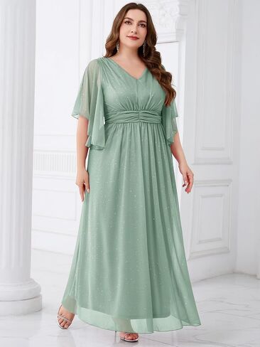 Plus Size Formal Dress A Line Maxi Elegant Sparkly Bridesmaid Mother of The Bride Gala Evening Wedding Guest Prom Gown in Kuwait