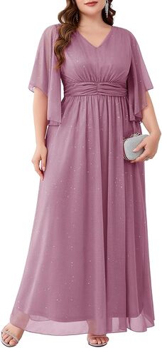 Plus Size Formal Dress A Line Maxi Elegant Sparkly Bridesmaid Mother of The Bride Gala Evening Wedding Guest Prom Gown in Kuwait