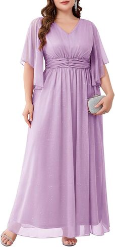 Plus Size Formal Dress A Line Maxi Elegant Sparkly Bridesmaid Mother of The Bride Gala Evening Wedding Guest Prom Gown in Kuwait