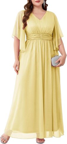 Plus Size Formal Dress A Line Maxi Elegant Sparkly Bridesmaid Mother of The Bride Gala Evening Wedding Guest Prom Gown in Kuwait