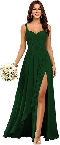 Spaghetti Straps Chiffon Bridesmaid Dresses 2026 A Line Maxi Formal Evening Dress AS038 in Kuwait