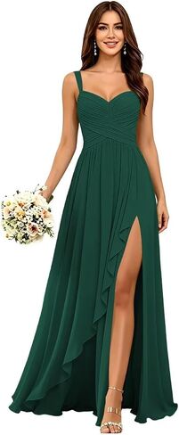 Spaghetti Straps Chiffon Bridesmaid Dresses 2026 A Line Maxi Formal Evening Dress AS038 in Kuwait