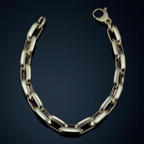 Kooljewelry 14k Yellow Gold Oval Rolo Link Bracelet (10 mm, 8.5 inch) in Kuwait