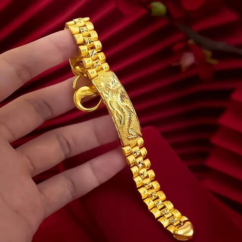 18k Gold Men'S Bracelet Exquisite Cuban Chain Women'S Dragon Head Chain Suitable For Men'S And Women'S Bracelets Christmas Gift in Kuwait