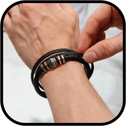 To My Son Bracelet Multi-layered Leather Bracelet Gift for Him Black Braided Bracelet for Grandson Stackable Bangle Bracelet Inspirational Wristband Gift for Brother Son Grandson Boyfriend Dad in Kuwait