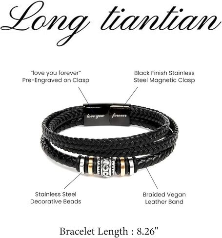 To My Son Bracelet Multi-layered Leather Bracelet Gift for Him Black Braided Bracelet for Grandson Stackable Bangle Bracelet Inspirational Wristband Gift for Brother Son Grandson Boyfriend Dad in Kuwait