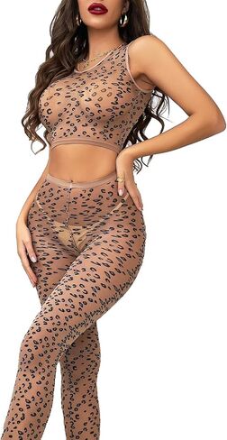 Womens Two Piece Lounge Set Leggings and Tank Top Leopard Lingerie Sets for Women Sexy Club Outfits Bikini Cover Up in Saudi Arabia