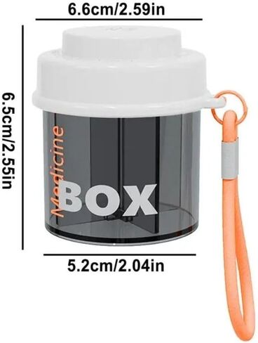 Pill Storage Box Rotatable Portable Lanyard Pill Case Durable Visual Window Pill Dispenser(Pink) in Kuwait