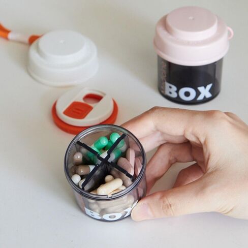 Pill Storage Box Rotatable Portable Lanyard Pill Case Durable Visual Window Pill Dispenser(Pink) in Kuwait