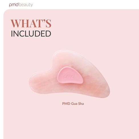 PMD Beauty Gua Sha - Massaging,Sculpting,and Depuffing Tool - Custom Design with Genuine Rose Quartz Stone and Silicone Grip - Reduce Tension & Inflammation in Kuwait
