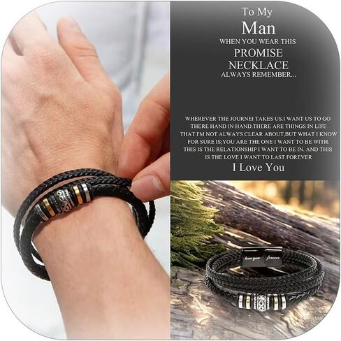 To My Son Bracelet Multi-layered Leather Bracelet Gift for Him Black Braided Bracelet for Grandson Stackable Bangle Bracelet Inspirational Wristband Gift for Brother Son Grandson Boyfriend Dad in Kuwait
