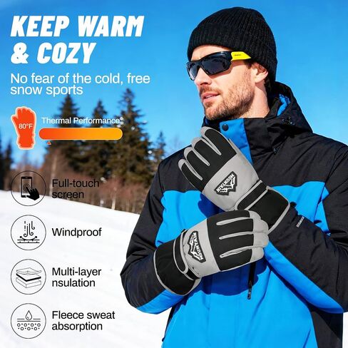 Winter Gloves Men and Women Waterproof Ski Snow Thermal Touchscreen Glove for Cold Weather in Saudi Arabia