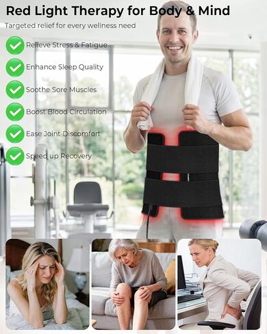 KingPavonini Red Light Therapy Mat for Body, 33''×17''Wearable Red Light Heating Pad for Neck Shoulder with Skin-Safe TPU, 380 LEDs 660nm/850nm Infrared Light Therapy for Back, Muscle, Joint Relief in Saudi Arabia