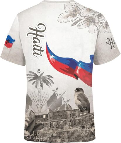 DFZ Haiti Flag T-Shirt for Men Novelty Print Tee Crewneck Casual Short Sleeves Tops Haiti Jersey in Saudi Arabia