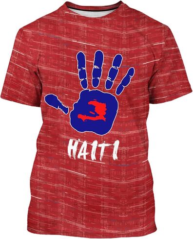 DFZ Haiti Flag T-Shirt for Men Novelty Print Tee Crewneck Casual Short Sleeves Tops Haiti Jersey in Saudi Arabia
