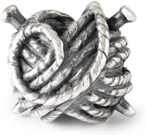 TROLLBEADS Knitted Comfort Bead - Sterling Silver Charm of Love and Craftsmanship | Authentic Brand Charm | Silver 925 | Hygge Collection | Design by Louise Rimpler in Saudi Arabia
