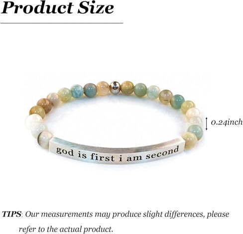 God is First i Am Second Bracelet for Women Natural Stone Obsidian Inspirational Healing Crystal Beaded Charm Adjustable Christian Faith Jewelry Gifts for Stress Relief in Saudi Arabia