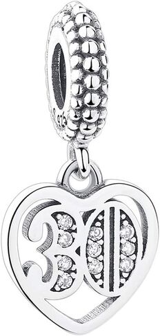 Number Dangle Charms 21 30 40 50 60th 925 Sterling Silver Birthday Charms For Women Bracelets (30 Birthday Charms) in Saudi Arabia