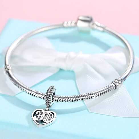 Number Dangle Charms 21 30 40 50 60th 925 Sterling Silver Birthday Charms For Women Bracelets (30 Birthday Charms) in Saudi Arabia