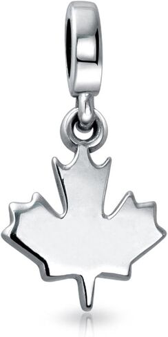 Bling Jewelry Personalized Canadian Vacation Tourism Travel Dangle Canada Maple Leaf Bead Charm For Women Teen Oxidized .925 Silver For European Bracelet in Kuwait