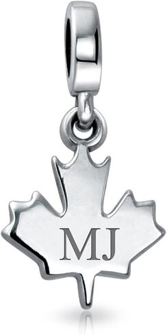 Bling Jewelry Personalized Canadian Vacation Tourism Travel Dangle Canada Maple Leaf Bead Charm For Women Teen Oxidized .925 Silver For European Bracelet in Kuwait