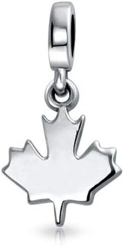 Bling Jewelry Personalized Canadian Vacation Tourism Travel Dangle Canada Maple Leaf Bead Charm For Women Teen Oxidized .925 Silver For European Bracelet in Kuwait