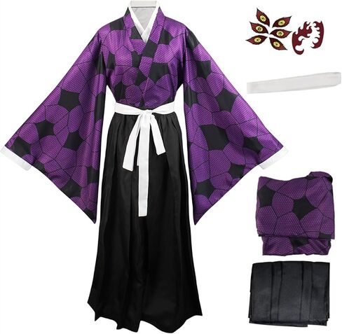 Moalioi Kokushibou Cosplay Costume Anime Kokushibou Kimono Cloak Outfits Uniform Set for Unisex Halloween Party in Saudi Arabia