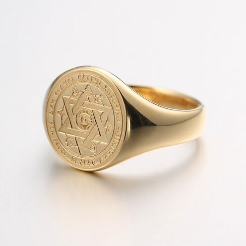 Adjustable Men's Solid Stainless Steel Evil Eyes Star of David Ring in Kuwait