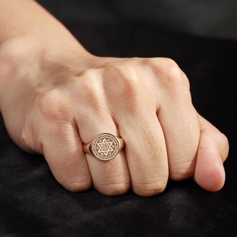 Adjustable Men's Solid Stainless Steel Evil Eyes Star of David Ring in Kuwait