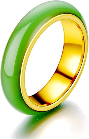 Chinese Jadeite Amulet Fashion Charm Stainless Jewelry Hand Carved Crafts Gift for Women Men Artificial Green Jade Ring (Ring Size : 9) in Saudi Arabia