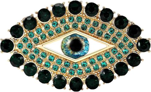 Lucky Evil Eye Brooch Vintage Blue Green Rhinestone Brooches and Pins for Women Ladies Accessories for Shawl Scarf Buckle Jewelry Gift in Saudi Arabia