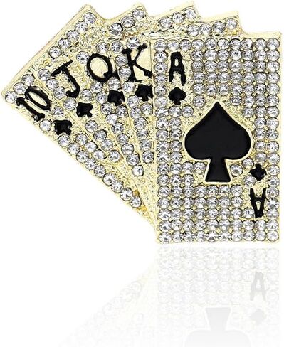 Poker Brooch Pins for Women, Hip Hop Playing Cards Brooch Pin, Cute Royal Flush Brooch Lapel Pin, Punk Rock Poker Cards Brooches Pins for Women Hat Bag Suit Dress Accessories in Kuwait