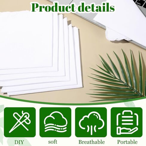 12 Pcs White Cotton Handkerchiefs for Women 11.8"x11.8" Pocket Hankies Scalloped Square Towel for Wedding Party Gift Favor in Kuwait